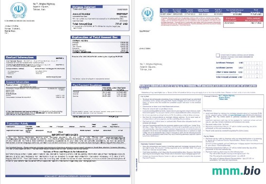 Iran Bank Sepah wyciąg z kredytu hipotecznego w formatach Word i PDF 1-2